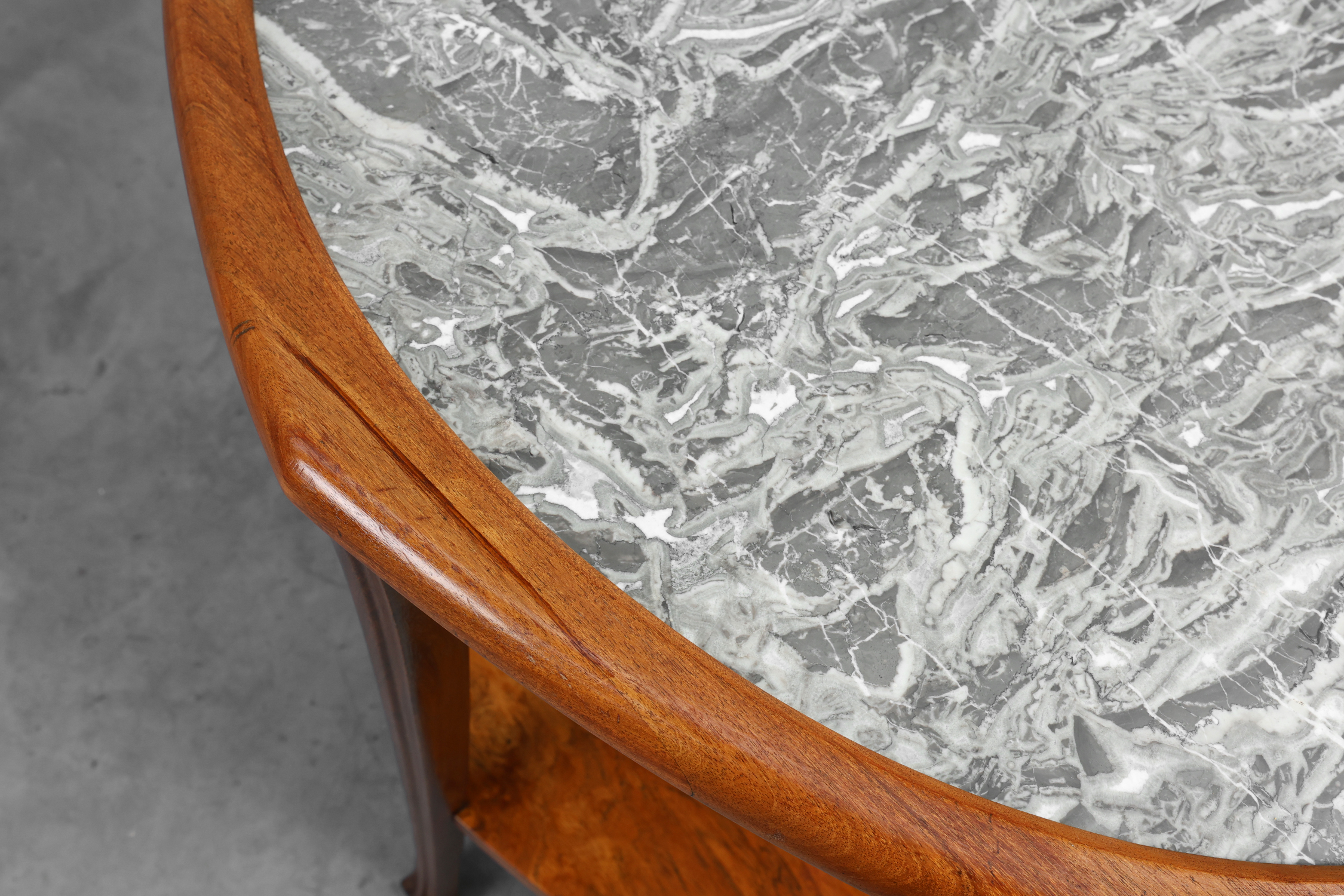Art Nouveau Side Table in Walnut and Marble, France ca. 1915thumbnail